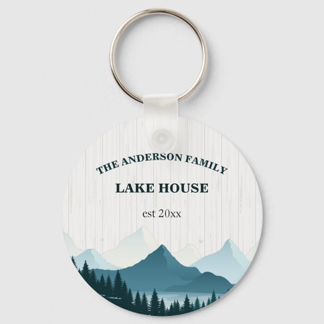 Rustikales Weißholz, Familienname Lake House Schlüsselanhänger (Vorderseite)