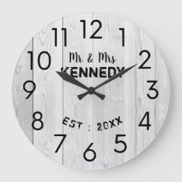 Rustikales Weißholz-Hochzeitstag  Große Wanduhr