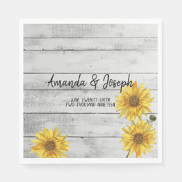 Rustikales Weißholz Sonnenblumen Hochzeiten Napkin Serviette