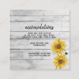 Rustikales Weißholz-Sonnenblumen Hochzeitshotel Begleitkarte