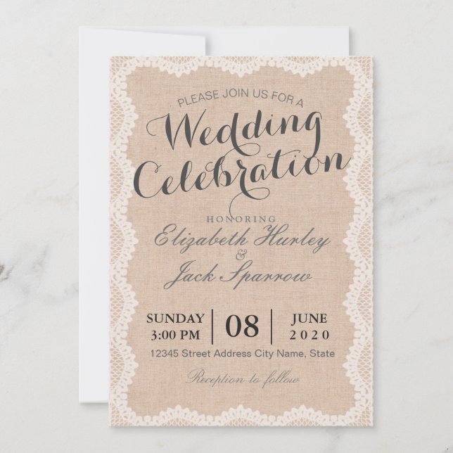 Rustikales Weißlace und LeinenWedding Brautparty Einladung (Vorderseite)