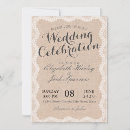 Rustikales Weißlace und LeinenWedding Brautparty Einladung