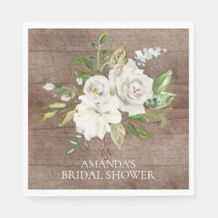 Rustikales Weißrosen-Brautparty Napkins Serviette