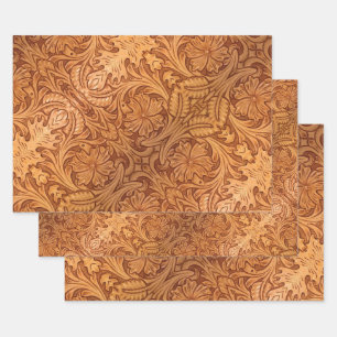 Rustikales Western aus braunem Cowboy Geschenkpapier Set