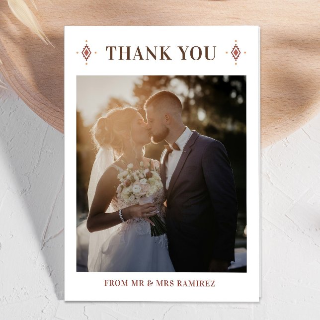 Rustikales Western Hochzeit Foto Danke Karte (Western Wedding Photo Thank You Card)