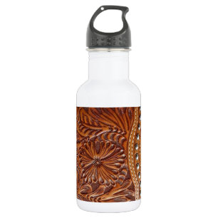 Rustikales Western-Land-Muster geprägtes Leder Trinkflasche