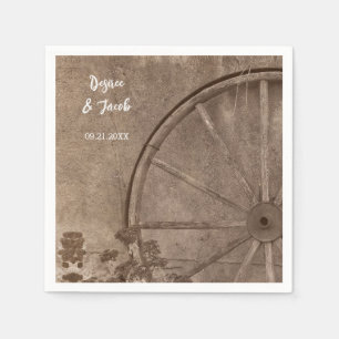 Rustikales Western-Sepia-Ton Landwagenrad Serviette