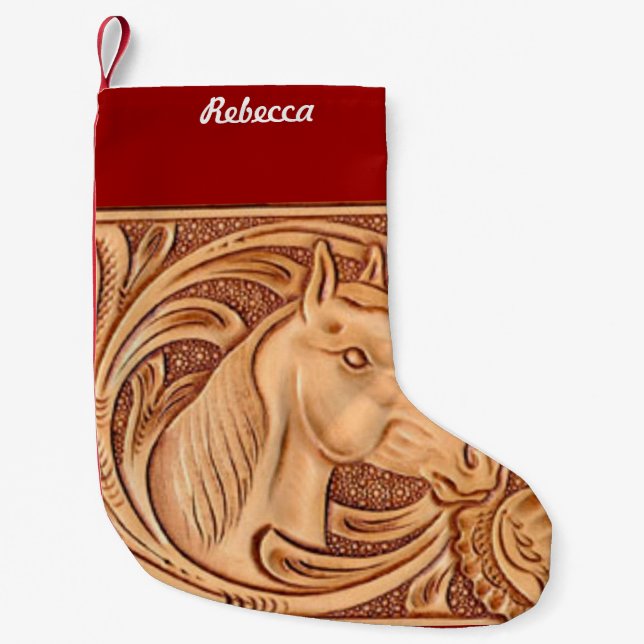 rustikales Westernlandleder-Reiterpferd Kleiner Weihnachtsstrumpf (Vorderseite)