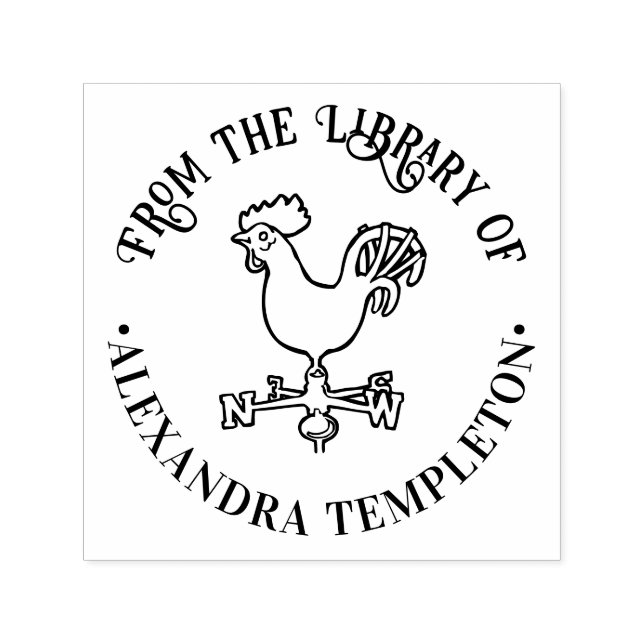 Rustikales Wetter #5 Round Library Book Name Permastempel (Design)