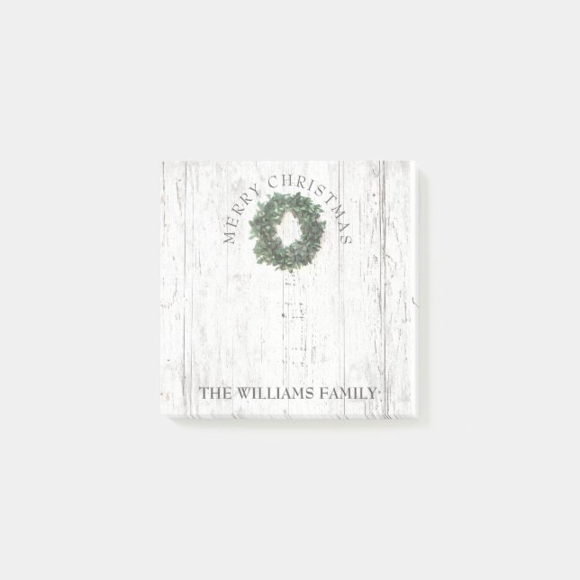 Rustikales Wetter Laurel Wreath Monogramm 3 x 3 Post-it Klebezettel (Vorderseite)