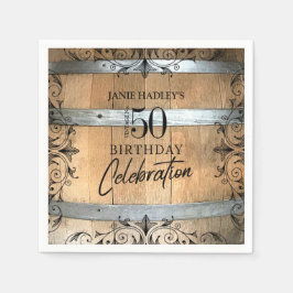 Rustikales Whiskey Barrel Birthday Paper Serviette