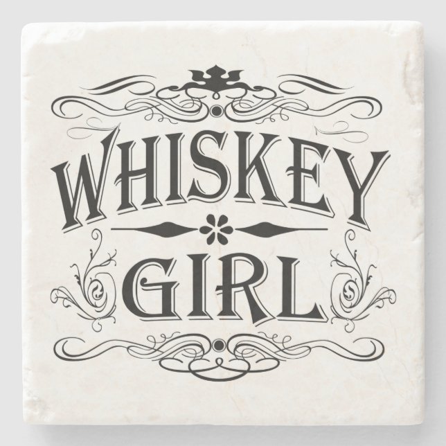 Rustikales Whisky-Mädchen Steinuntersetzer (Vorderseite)