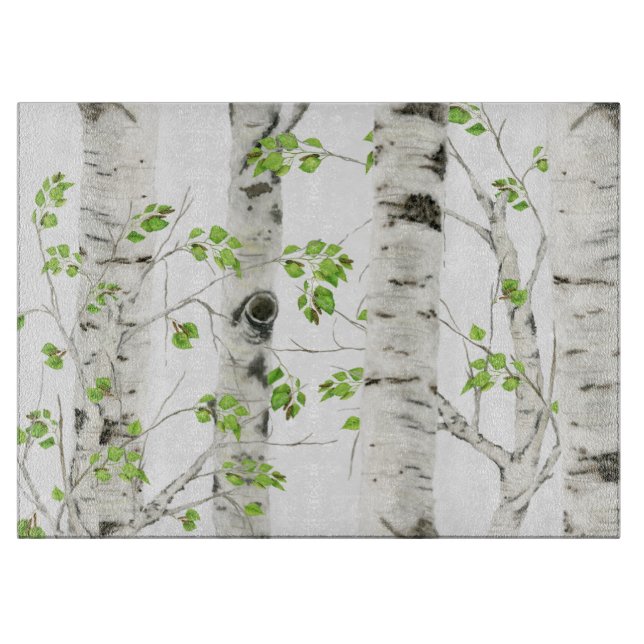Rustikales White Birch Tree Cutting Board Schneidebrett (Vorderseite)