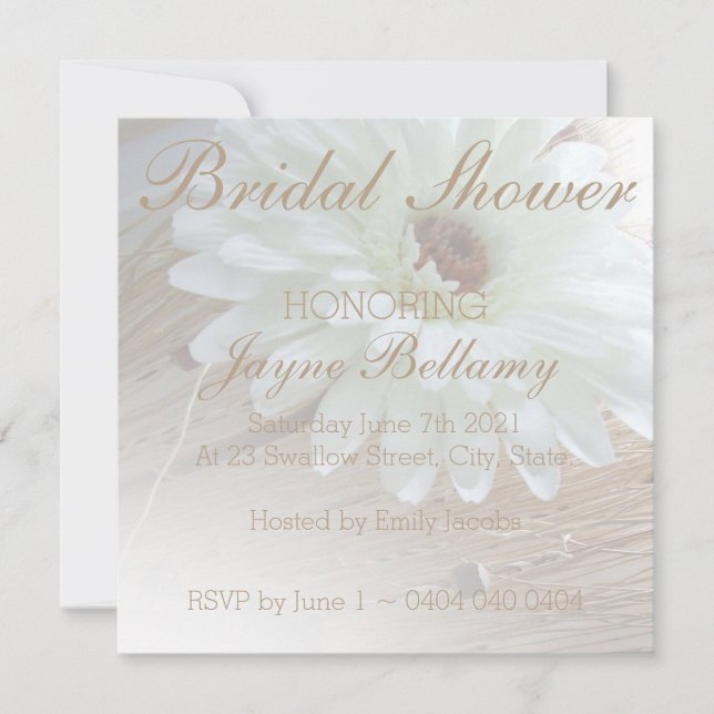 Rustikales White Daisy Bridal Dusche Einladungen (Vorderseite)