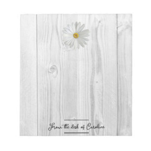 Rustikales White Daisy Personalisiert Notepad Notizblock