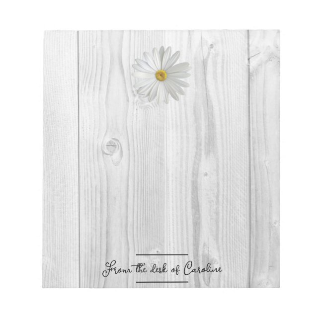 Rustikales White Daisy Personalisiert Notepad Notizblock (Vorderseite)