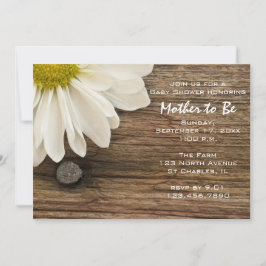 Rustikales White Daisy und Barn Wood Baby Dusche Einladung