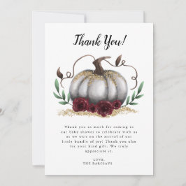 Rustikales White Gold Little Pumpkin Baby Dusche Dankeskarte