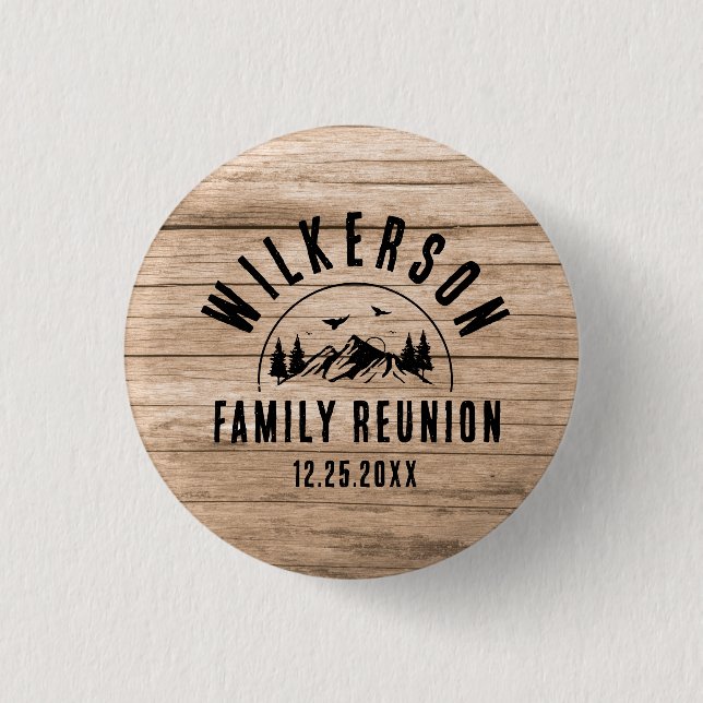 Rustikales Wiedersehen Cabin Retro Cooles Holz Button (Vorderseite)