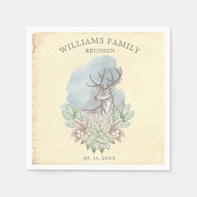 Rustikales Wiedersehen-Papier der Waldfamilie Serviette (Vorderseite)