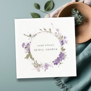 Rustikales Wiese Lilac Floral Wreath Brautparty Serviette