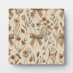 Rustikales Wildblumenbouquet mit Jute-Schleifen Vi Fotoplatte
