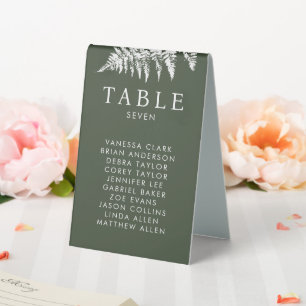 Rustikales Wildgrün Fern Hochzeitstisch Tischaufsteller