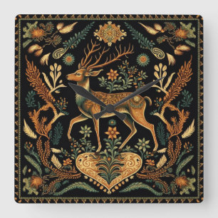 Rustikales Wildtier Quadratische Wanduhr