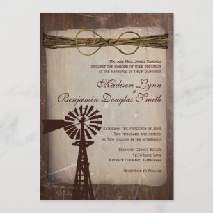 Rustikales Windmill Rural Country Wedding Einladun Einladung