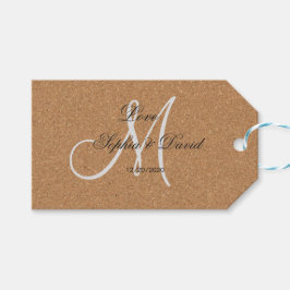 Rustikales Wine Cork Wedding Monogram Geschenkanhänger