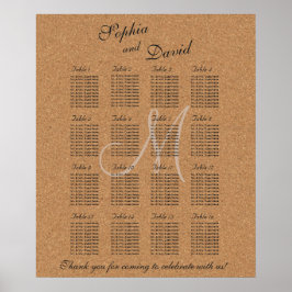 Rustikales Wine Cork Wedding Monogram Seating Char Poster
