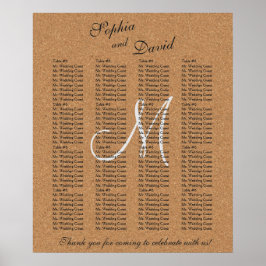 Rustikales Wine Cork Wedding Monogram Seating Char Poster