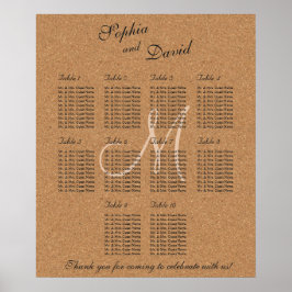 Rustikales Wine Cork Wedding Monogram Seating Char Poster