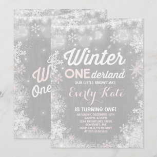 Rustikales Winter ONEderland Geburtstagseinladung Einladung