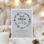 Rustikales Winterkraut Weihnachtsfest Party Einladung<br><div class="desc">Laden Sie Freunde, Familie oder Kollegen ein, um die Urlaubssaison mit diesen eleganten rustikalen Weihnachtsfeiern zu feiern. Design zeigt Ihre Veranstaltungsdetails in schicken schwarzen Schriften, mit einer Aquarellbilderin eines botanischen rustikalen Kranzes und der Typografie 'Drink essen und Merry sein'. Passen Sie diese elegante Einladung mit Ihrem Veranstaltungstyp an und machen...</div>