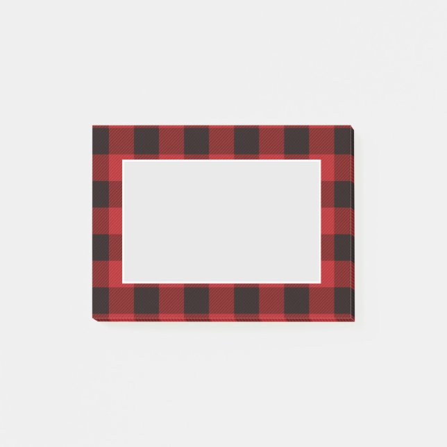 rustikales Winterlumberjack Roter Büffel kariertes Post-it Klebezettel (Vorderseite)
