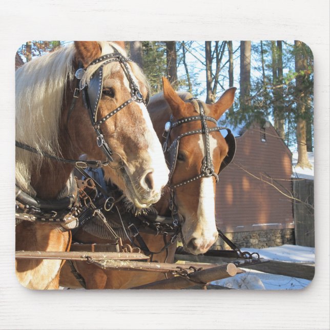 Rustikales Winterpferd-Mauspad Mousepad (Vorne)
