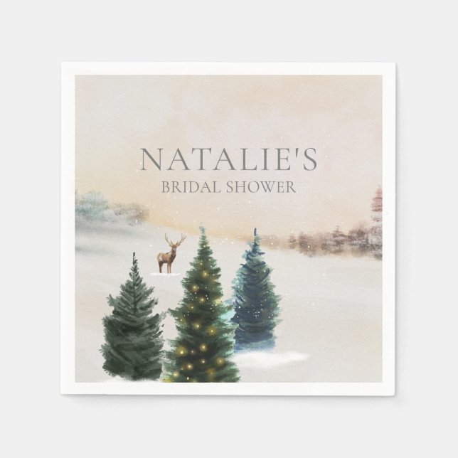 Rustikales Winterwald Brautparty Papier Napkins Serviette (Vorderseite)