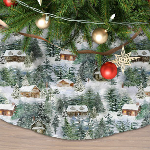 Rustikales Winterwald Polyester Weihnachtsbaumdecke