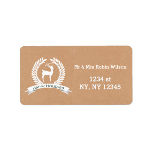 Rustikales Winterwald, Reh Holiday Labels Adressaufkleber