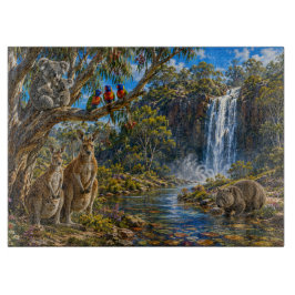 Rustikales Wombat-Känguru-Wasserfall-Glas Schneidebrett