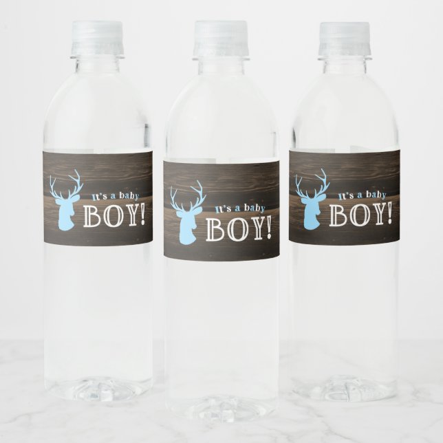 Rustikales Wood Blue Ier Boy Baby Dusche (Flaschen)