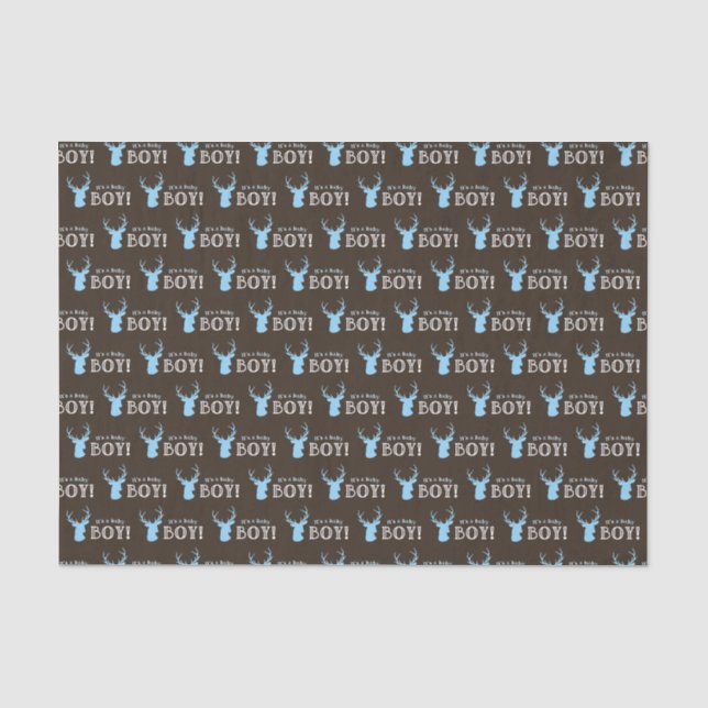 Rustikales Wood Blue Ier Boy Baby Dusche Seidenpapier (Vorderseite)
