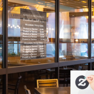Rustikales Wood Business Restaurant Preise/Service Fensteraufkleber