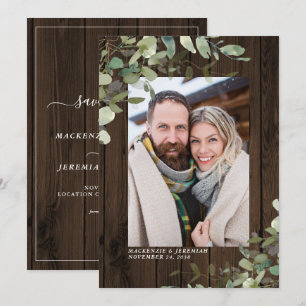 Rustikales Wood Eukalyptus Wedding Foto Save the D Date