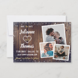 Rustikales Wood Snowflake Holiday Wedding Foto Save The Date