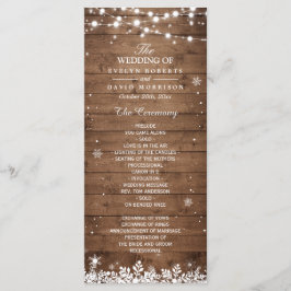 Rustikales Wood Snowflakes Winterhochzeitsprogramm Programm