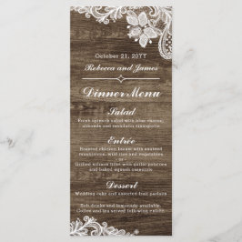 Rustikales Wood & Vintages Hochzeitmenü Menükarte