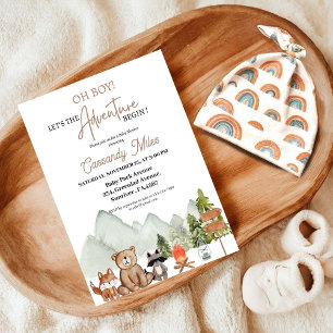 Rustikales Woodland Animals Adventure Baby Showein Einladung