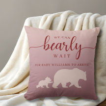 Rustikales Woodland Bear Baby Dusche Rosa Kissen K